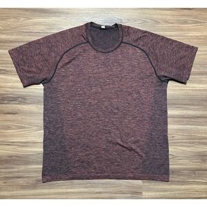 Lululemon Metal Vent Tech T Shirt Men Oxblood / Black Short Sleeve Active Sz 2XL